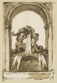 Entwurf für einen Brunnen mit Tritonen