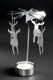 Rotary Candle Holder / Rotierender Metall-Teelichthalter "Weihnachtsmotiv Elch"