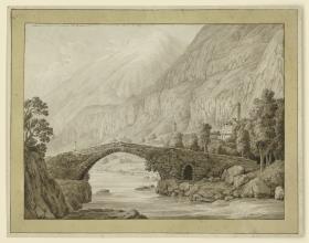 Steinbrücke im Schweizer Hochgebirge / Brücke in Giurnico am St. Gotthard