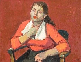Mädchenporträt in Rot