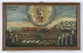 (Wohl schwarze) Mutter Gottes in Lichtloch mit Wolkengirlande