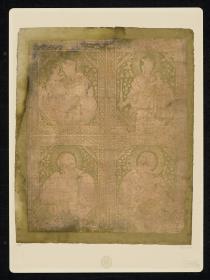Brokatpapier (religiöser Bilderbogen mit vier Heiligen)
