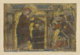 Ausschnitt aus einer Apokalypsenhandschrift, d.h. aus der apokryphen Legende des Evangelisten Johannes