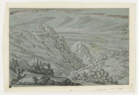 Landschaft Blick in ein Tal und auf eine Hügelkette