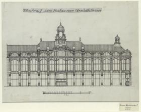 Entwurf zum Neubau eines Geschäftshauses, Aufriss der Fassade