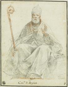 Sitzfigur eines Bischofs oder Papstes