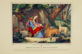 Geneviève vivant dans la forêt avec son enfant [Genovefa lebt mit ihrem Kind im Wald]
