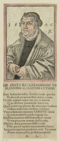 Martin Luther; Halbfigur zur Linken, ein Buch haltend