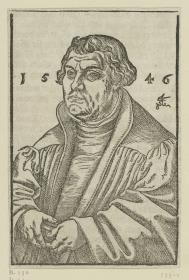 Martin Luther, ein Buch haltend, Halbfigur nach links