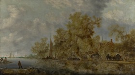 Flußlandschaft mit Uferstraße
