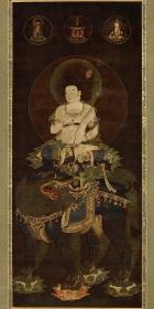 Kasuga-Wakamiya Schreingottheit in Manifestation des Bodhisattva Manjusri (Monju bosatsu)