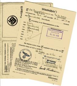 a) Urlaubsschein. b) Heranziehung zum Reichsarbeitsdienst.