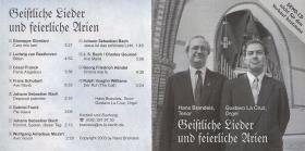 Hans Brandeis, Tenor / Gustavo LaCruz, Orgel. Geistliche Lieder und feierliche Arien