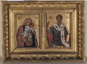 Zwei Ikonen mit der Gottesmutter vom Kykloskloster und dem Heiligen Spiridon