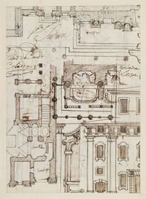 Architektonische Detailaufnahmen, Aufriss, Grundriss, Springbrunnen