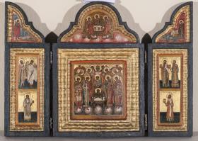 Hausaltar mit der Synaxis der Engel, Trinität, Verkündigung und Heiligen