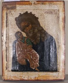 Ikone mit dem heiligen Simeon und Jesus als Kind