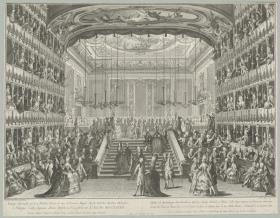 Inneres des Teatro di San Benedetto zu Venedig, zu Ehren des russ. Großfürsten am 23. Jan. 1782 gegebenen Redoute