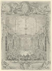 Décoration de la salle pour le Bal paré, 24. Feb. 1745, anlässlich der Vermählung des Dauphin mit Marie Thérèse, Infantin von Spanien