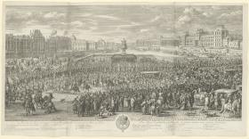 Marche du Roi accompagné de ses Gardes, passant sur le Pont Neuf et allant au Palais