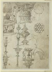 Architektonische und ornamentale Formen (Kapitelle, Kandelaber, Deckelpokal, Prunkvase, Portalbogen, Fassadenprofil)
