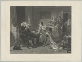 Doctor Johnson rescuing Oliver Goldsmith from his Landlady