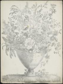 Blumen-Gruppen zur Woll-Chenille und Seidenstickerei: Blumenvase