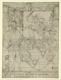 Heinrich Freyher zu Mersperg und Beffordt, Entwurf mit Hund und Wappen