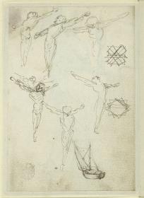 Sieben Studien des gekreuzigten Christus, geometrische Figuren, Segelboot