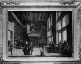 Gesellschaftsszene in einem Interieur