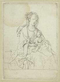 SItzende Maria mit Kind, Kopie nach Jacob Cornelisz van Oostsanens "Flucht nach Ägypten" (zugeschrieben, 1526-1530, Staatsgalerie Stuttgart)