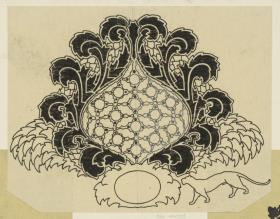 Darmstadt, Ausstellungsgebäude und Hochzeitsturm, Detail des Kuppelmosaiks im vorgelagerten Treppenpavillon