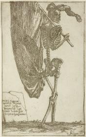 Menschliches Skelett mit einer Fahne (der Tod), aus: (Gli Scheletri)