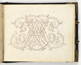 Die verschlungenen Initialen der Anne de Chambré kalligraphisch verziert