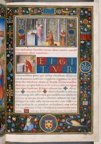 Beginn des Canon missae: Messopfer (in: Missale Romanum, geschrieben für Giulio de' Medici (Papst Clemens VII.))