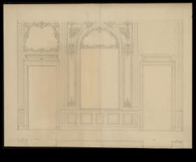 Aufrisse der Boiserien und Wandgestaltungen im Grand Salon des Waddesdon Manor