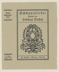 Einband zu Hedwig Dohm, Schwanenlieder