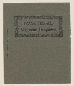 Einband zu Franz Hessel, Verlorene Gespielen