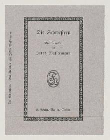 Einband zu Jakob Wassermann, Die Schwestern
