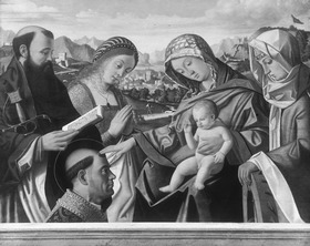 Maria mit dem Kind und vier Heiligen