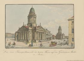 Das neue Schauspielhaus und die beiden Thürme auf den Gendarmen-Markt zu Berlin