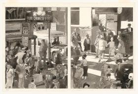 Das Fliegenpapier S. 162/163 Der Detektiv durcheilt eine belebte Straße in Chinatown von San Francisco