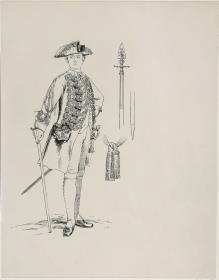 Offizier des zweiten Bataillons des Regiments Nr. 15 (1806 desgl.). in: Die Armee Friedrichs des Großen in ihrer Uniformierung