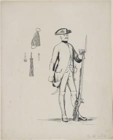 Musketier des zweiten Bataillons des Regiments Nr. 15 (1806 desgl.). in: Die Armee Friedrichs des Großen in ihrer Uniformierung