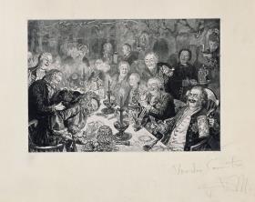 Das Tabakskollegium König Friedrich Wilhelms I., mit Menzels Vermerk "Vor der Correctur". Zu Scherr's Germania