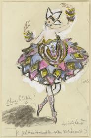 Kostümfigurine für die Revue "Von Mund zu Mund": Tänzerin mit Tutu