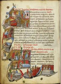 Psalterium und Martyrologium. Darstellungen aus dem Leben der Hl. Theodorus, Sisinus und Alexander