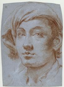 Kopf eines jungen Mannes mit Mütze (Selbstbildnis des Lorenzo Tiepolo?)