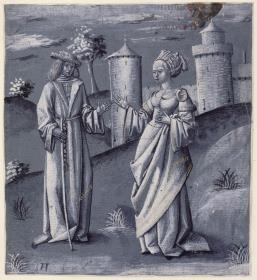 Allegorische Darstellung: Dichter und Muse oder Dichter und Gedanke