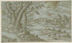 Landschaft mit Ziegenherde